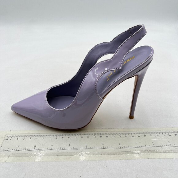 FSJ Shoes - FSJ Purple Pointed Toe Slingback Pumps Sexy High Heel Slip On Shoes